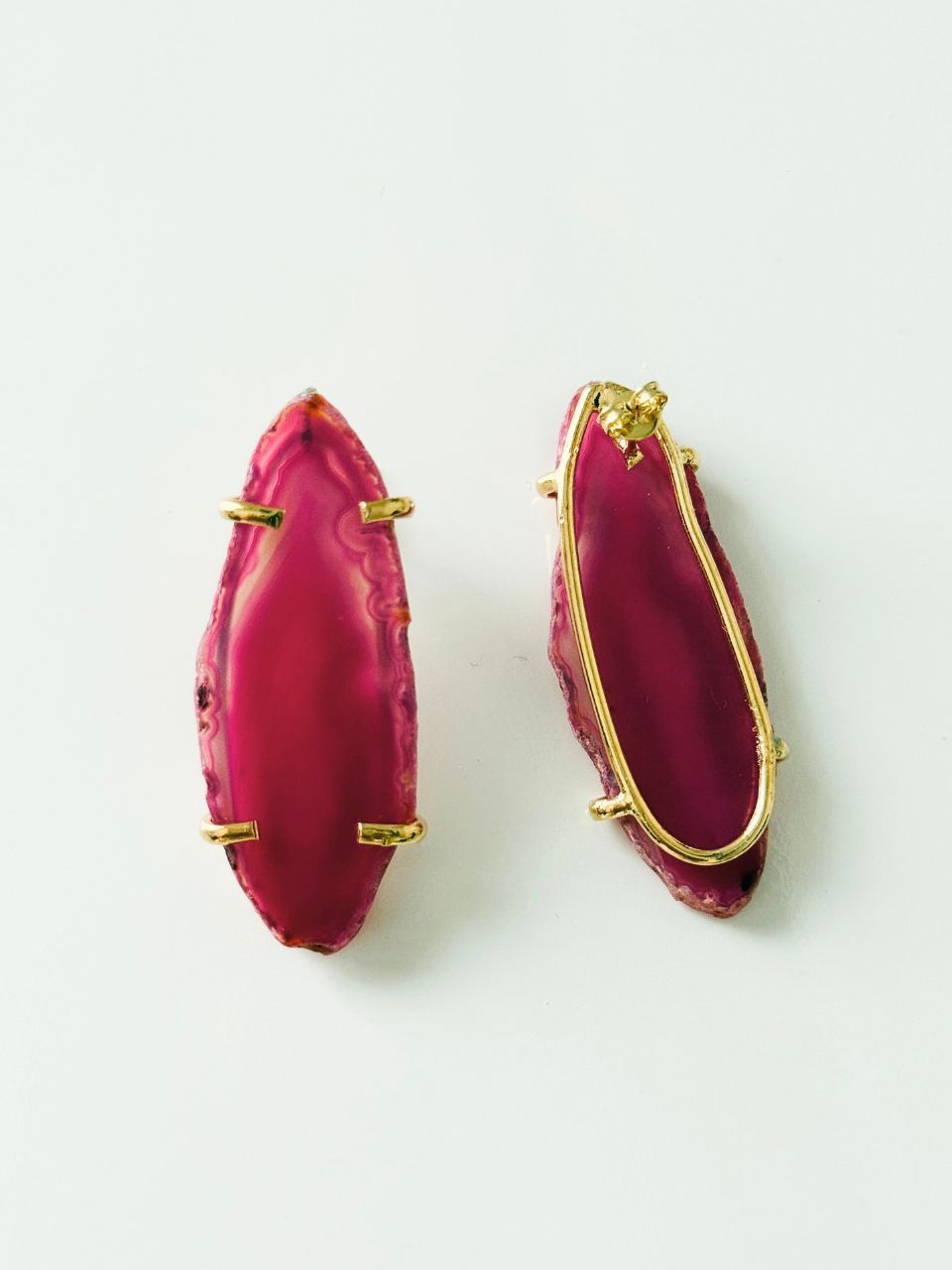 Brinco Garra Ágata Rosa Ouro Semijoia