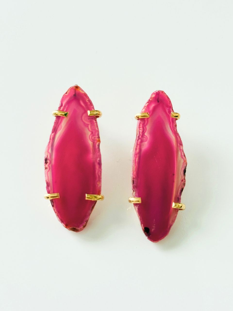 Brinco Garra Ágata Rosa Ouro Semijoia