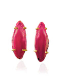 Brinco Garra Ágata Rosa Ouro Semijoia