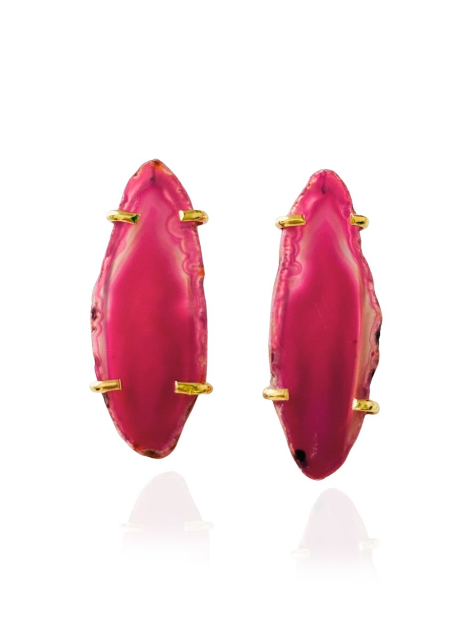 Brinco Garra Ágata Rosa Ouro Semijoia