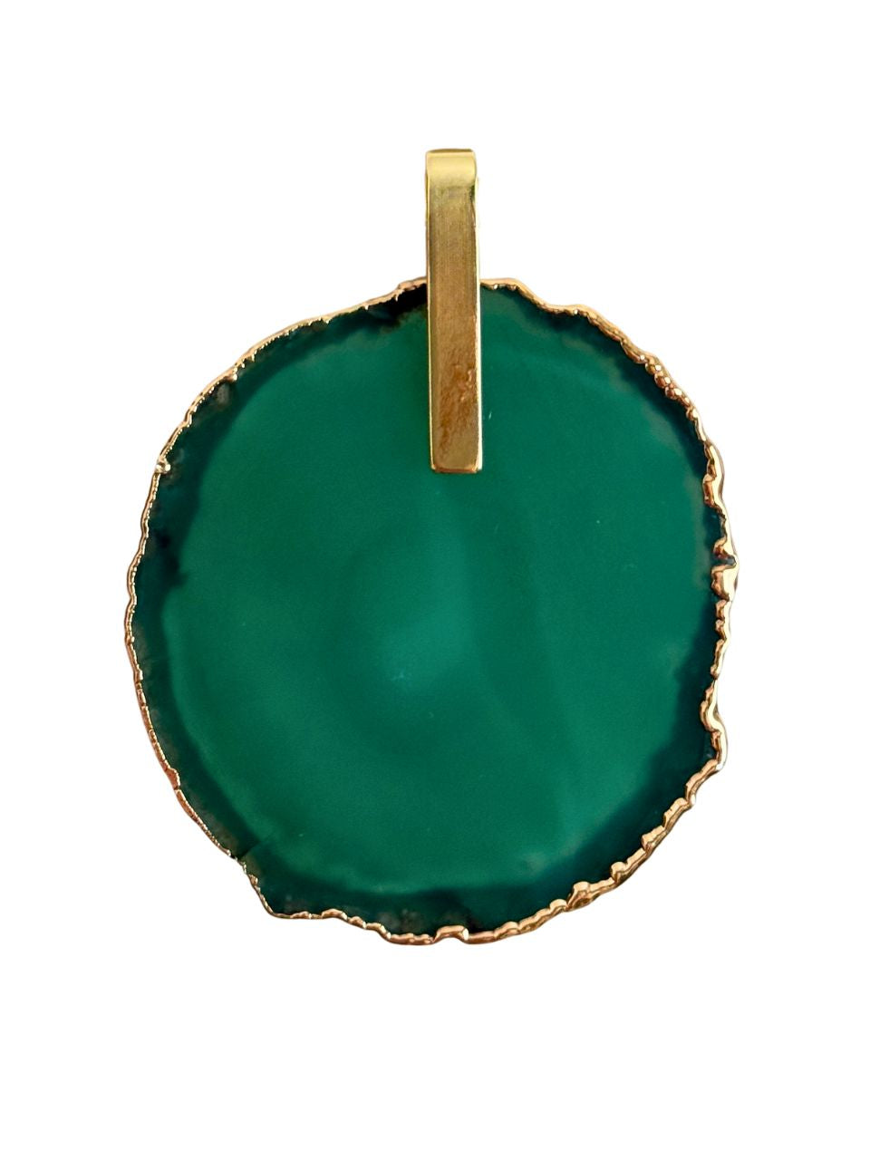 Pingente Ágata Verde com detalhe dourado Ouro 18k