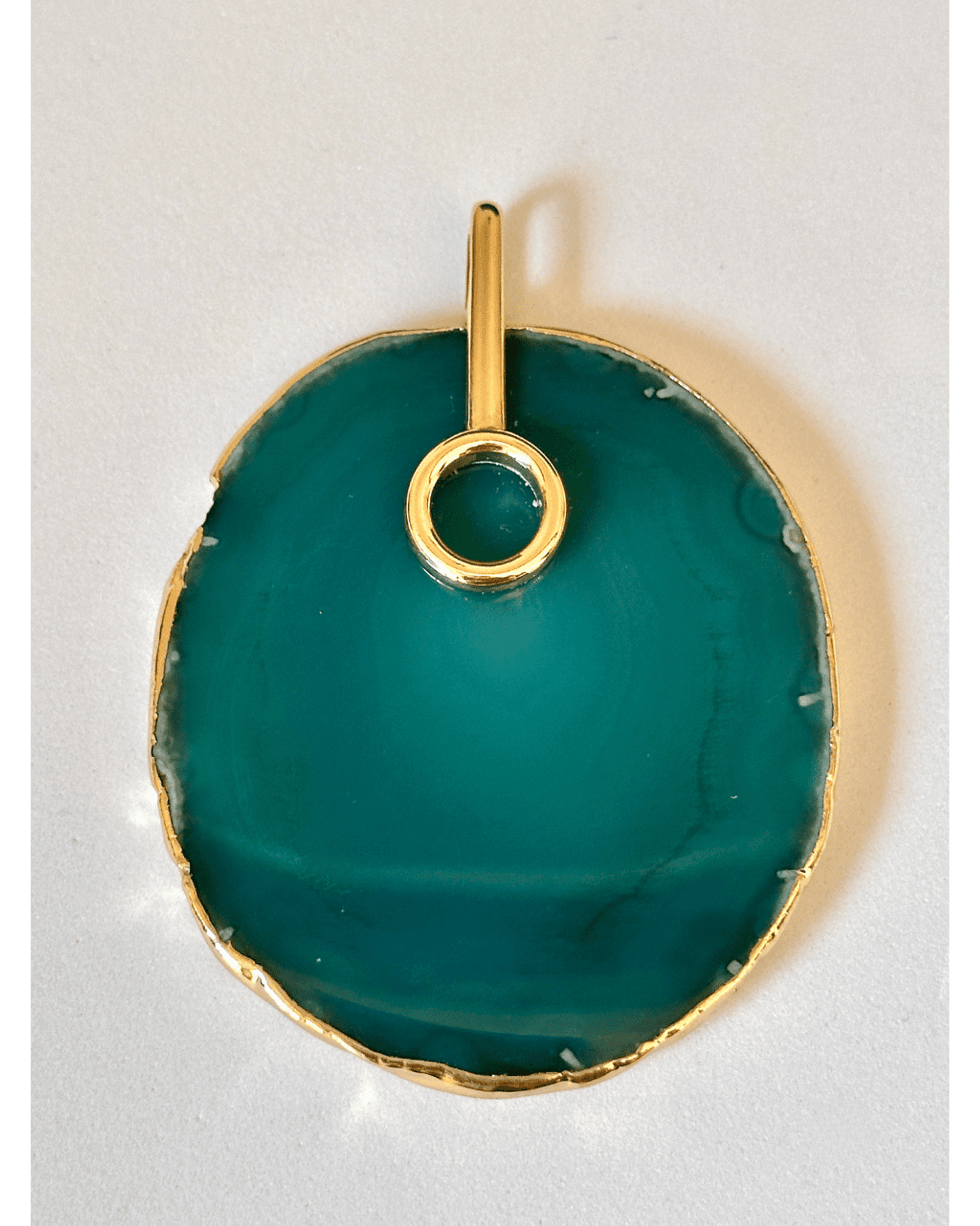 Pingente Ágata Verde com Detalhe Dourado Semijoia