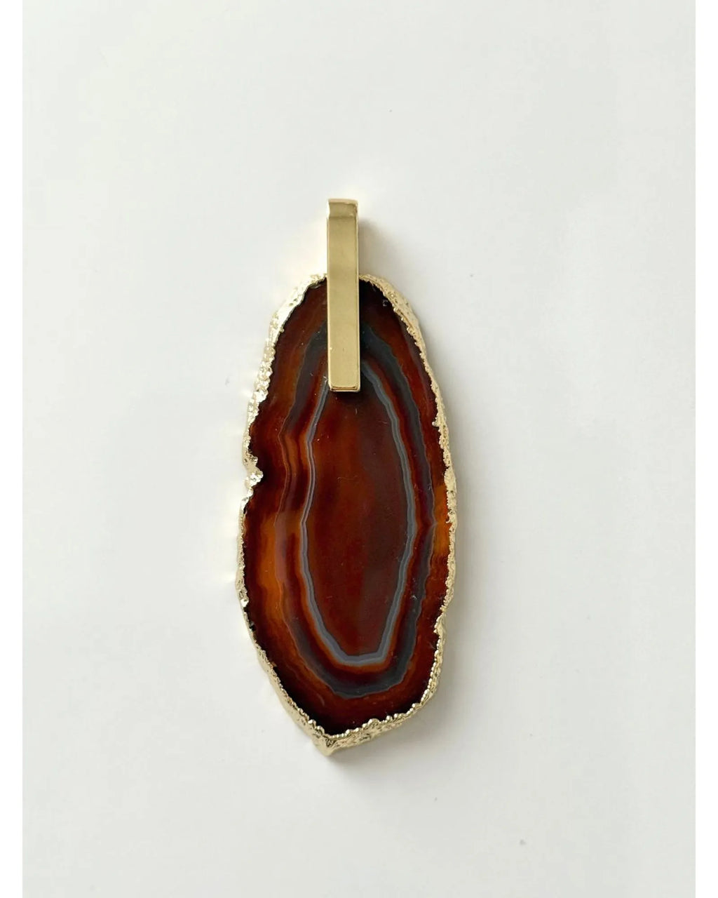 Pingente Ágata Vermelha com Detalhe Dourado Ouro Semijoia