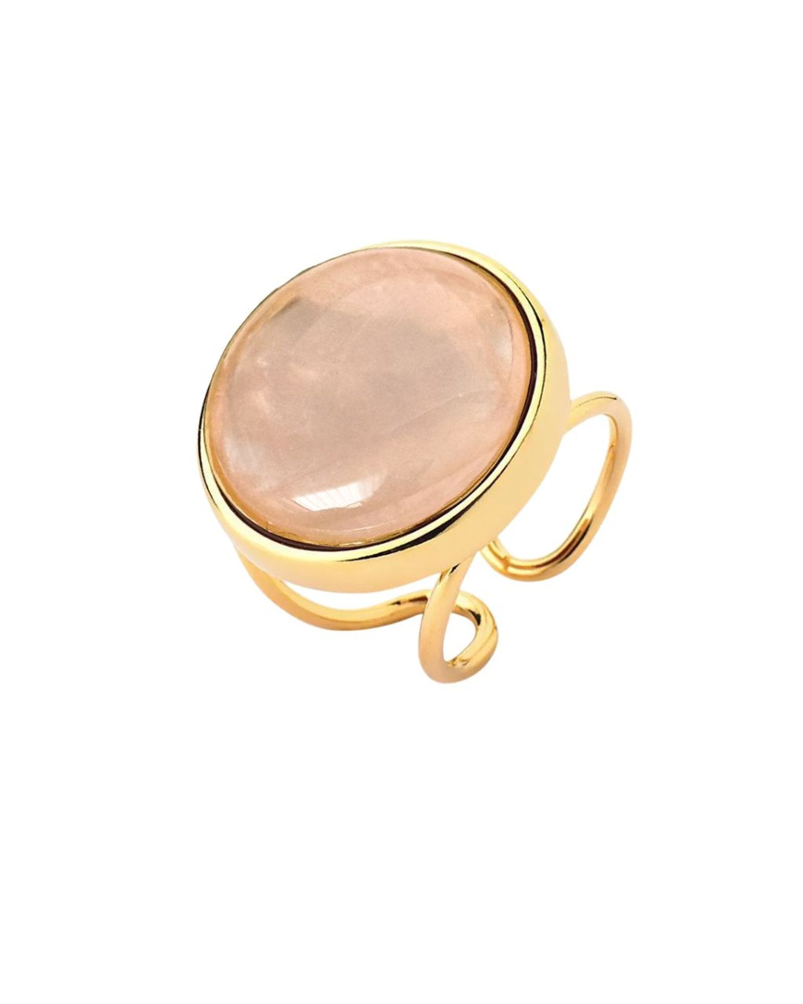 Anel Redondo Ajustável Quartzo Rosa ouro semijoia