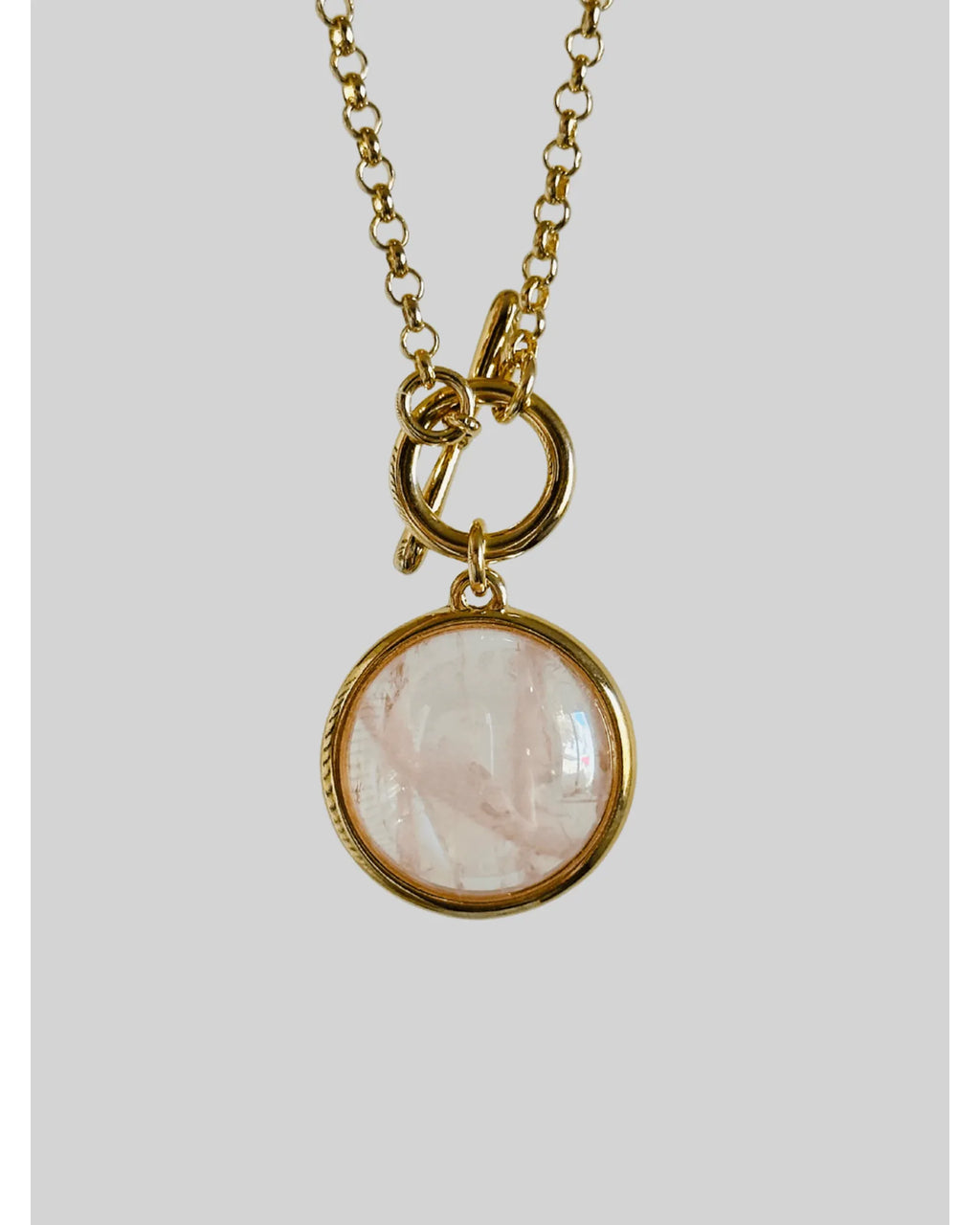 Conjunto colar e brinco Redondo Quartzo Rosa Perolada Ouro Semijoia