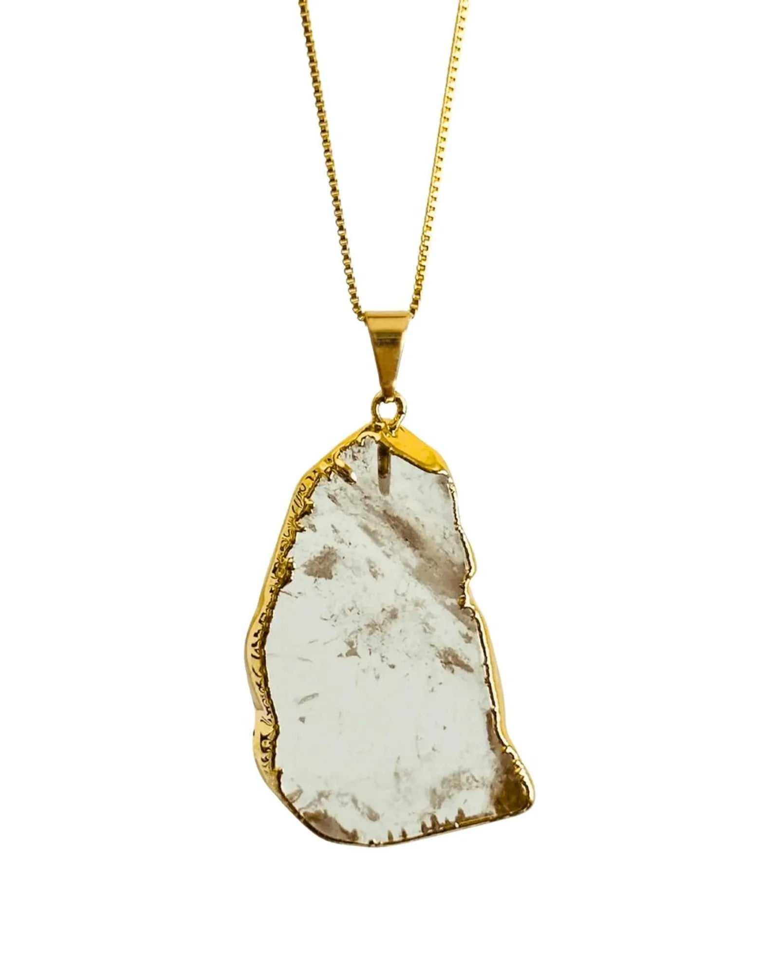 Colar Corrente Slice Cristal de Rocha ouro semijoia