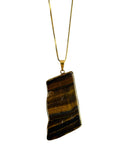 Colar Corrente Slice Olho de Tigre Ouro Semijoia
