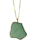 Colar Corrente Slice Quartzo Verde ouro semijoia
