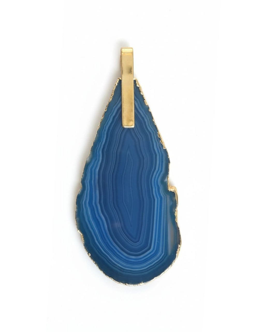 Pingente Ágata Azul com detalhe dourado Ouro Semijoia