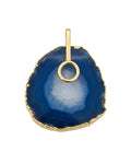 Pingente Ágata Azul com detalhe dourado Ouro Semijoia