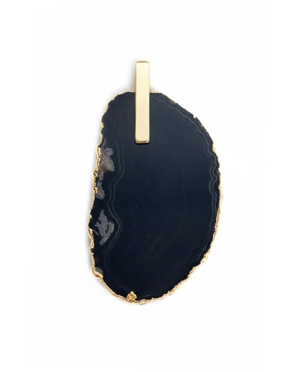 Pingente Ágata Negra com detalhe dourado Ouro 18k