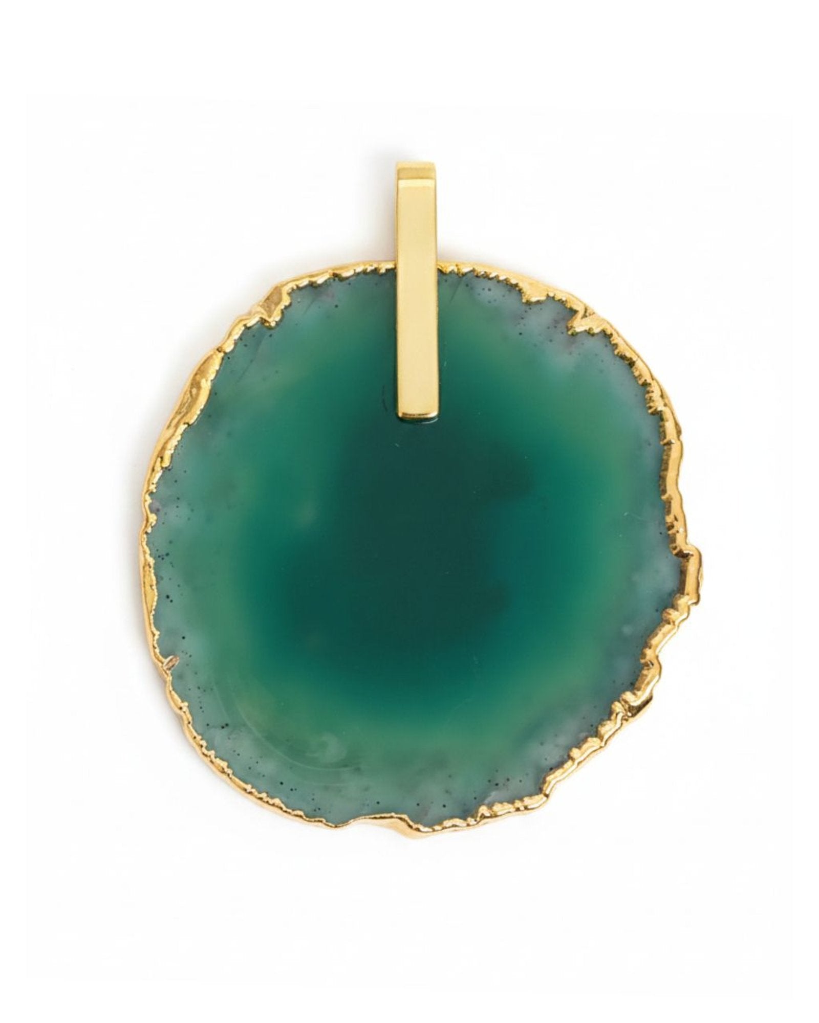 Pingente Ágata Verde com detalhe dourado Ouro 18k
