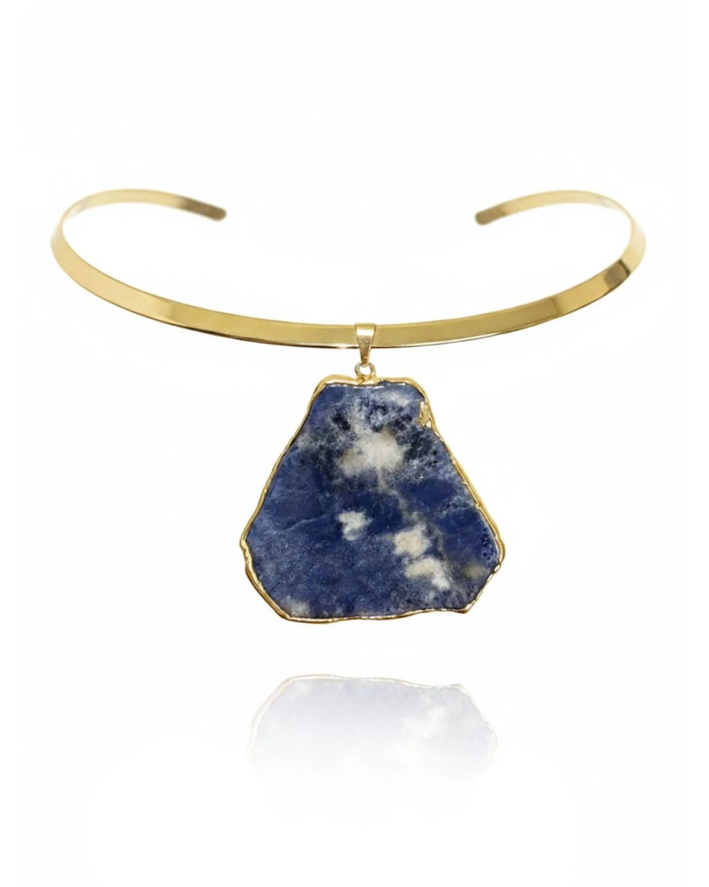 Colar Choker Aro Liso Slice Sodalita - Ouro Semijoia