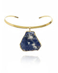 Colar Choker Aro Liso Slice Sodalita - Ouro Semijoia