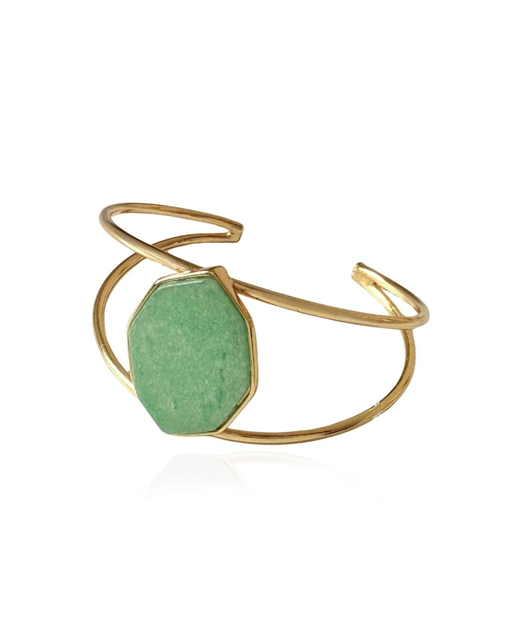Bracelete Geométrico Quartzo Verde Ouro Semijoia