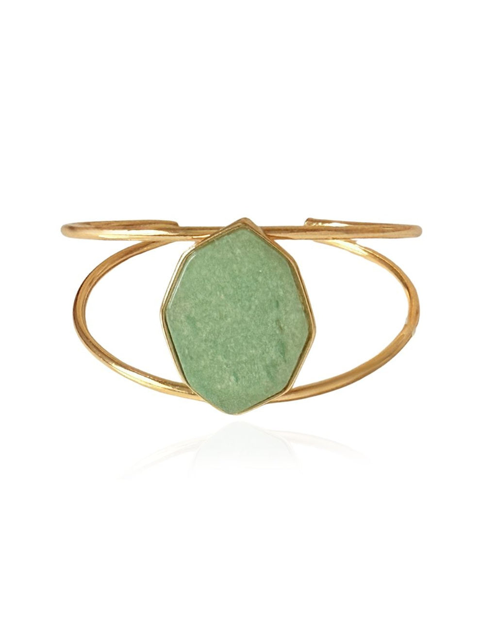 Bracelete Geométrico Quartzo Verde Ouro Semijoia
