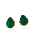 Brinco Gota Ágata Verde Ouro Semijoia