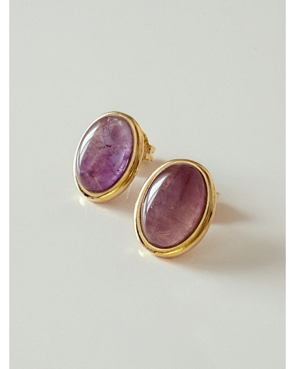 Brinco Oval Ametista Ouro Semijoia
