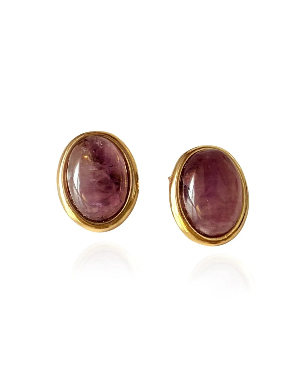 Brinco Oval Ametista Ouro Semijoia
