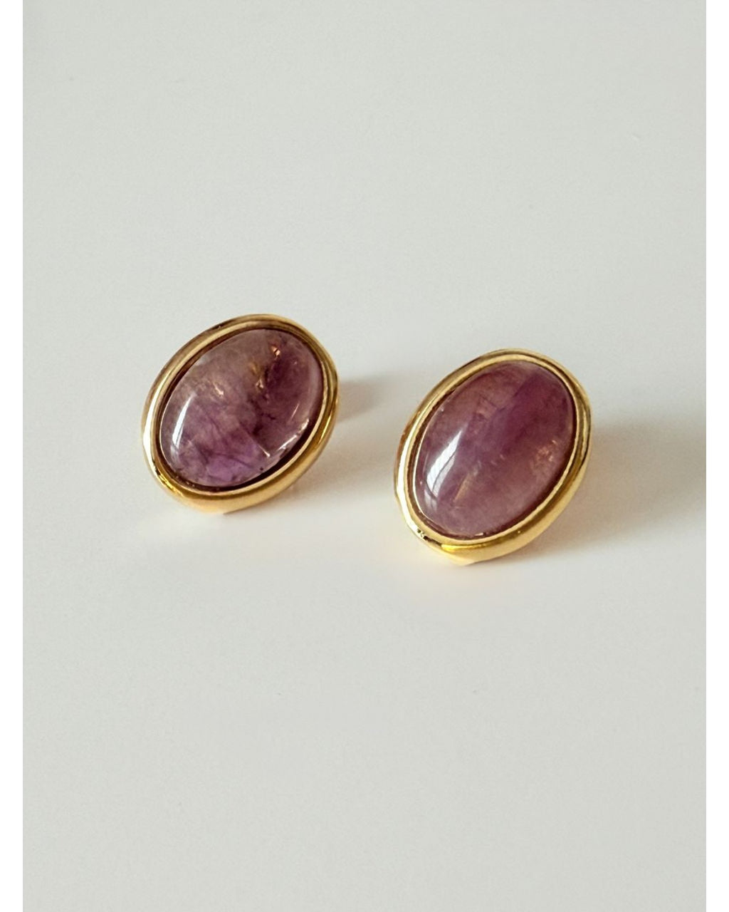 Brinco Oval Ametista Ouro Semijoia