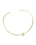 Colar Choker Aro Tubinho Pedra Bruta Quartzo Verde