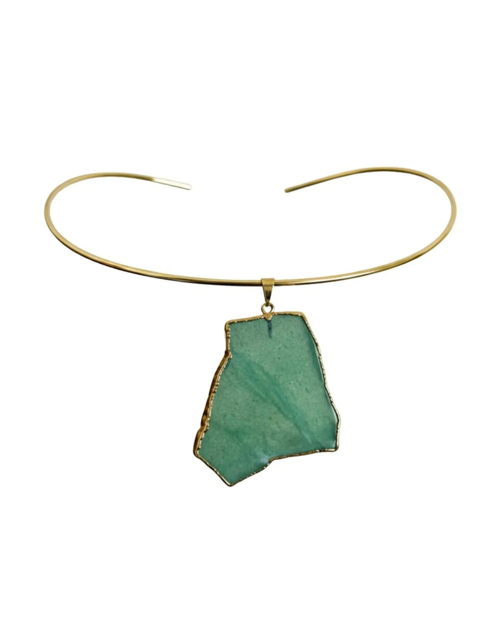 Colar Choker Aro Tubinho Slice Quartzo Verde Ouro Semijoia