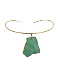 Colar Choker Aro Tubinho Slice Quartzo Verde Ouro Semijoia