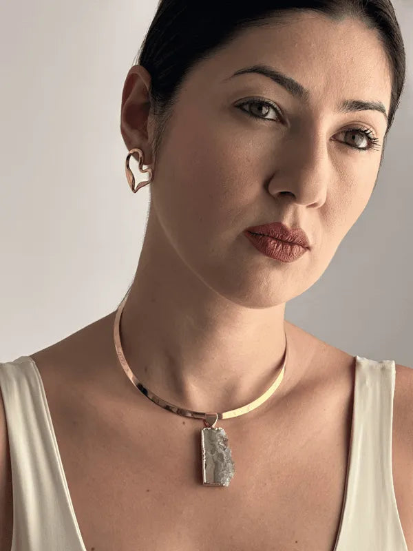 Colar Choker aro liso Drusa de Ametista Ouro Semijoia