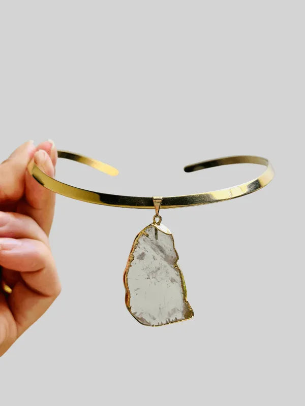 Pingente Slice Cristal de Rocha - ouro semijoia