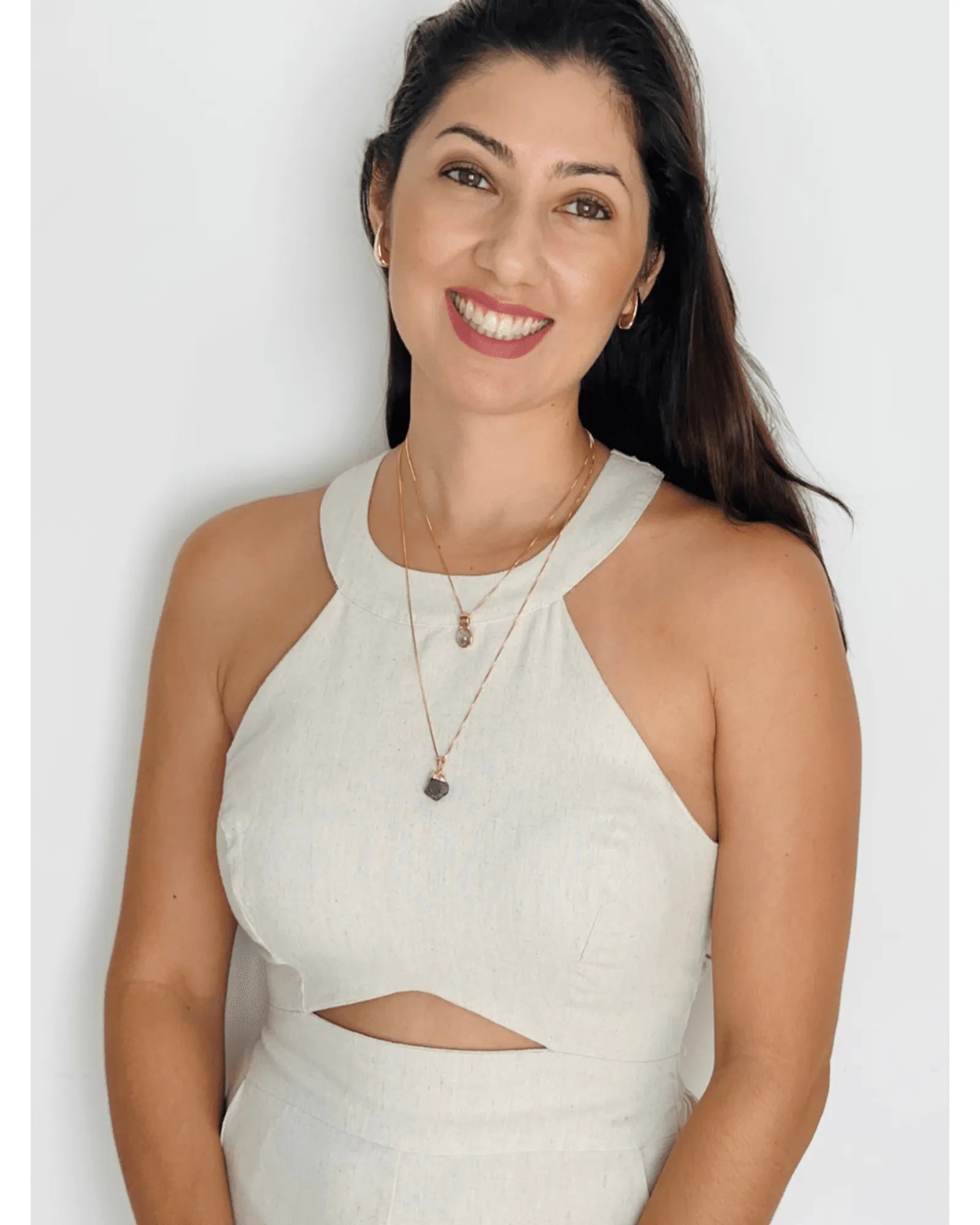 Conjunto Colar e Brinco Oval Ametista Ouro semijoia