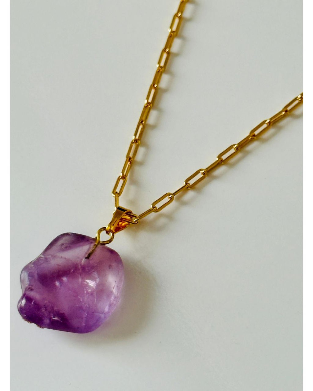 Colar Choker Elo Retangular Ametista Ouro Semijoia