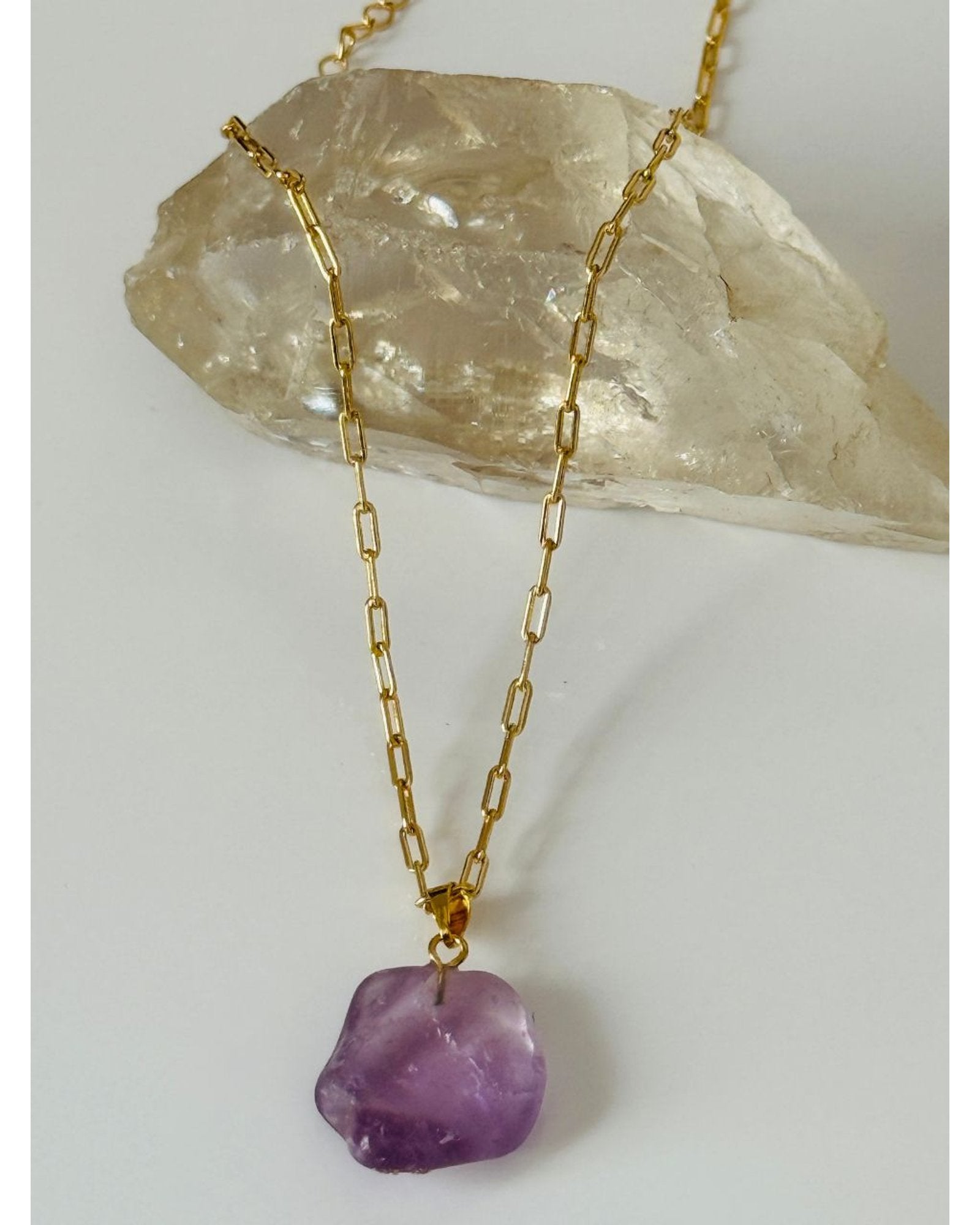 Colar Choker Elo Retangular Ametista Ouro Semijoia