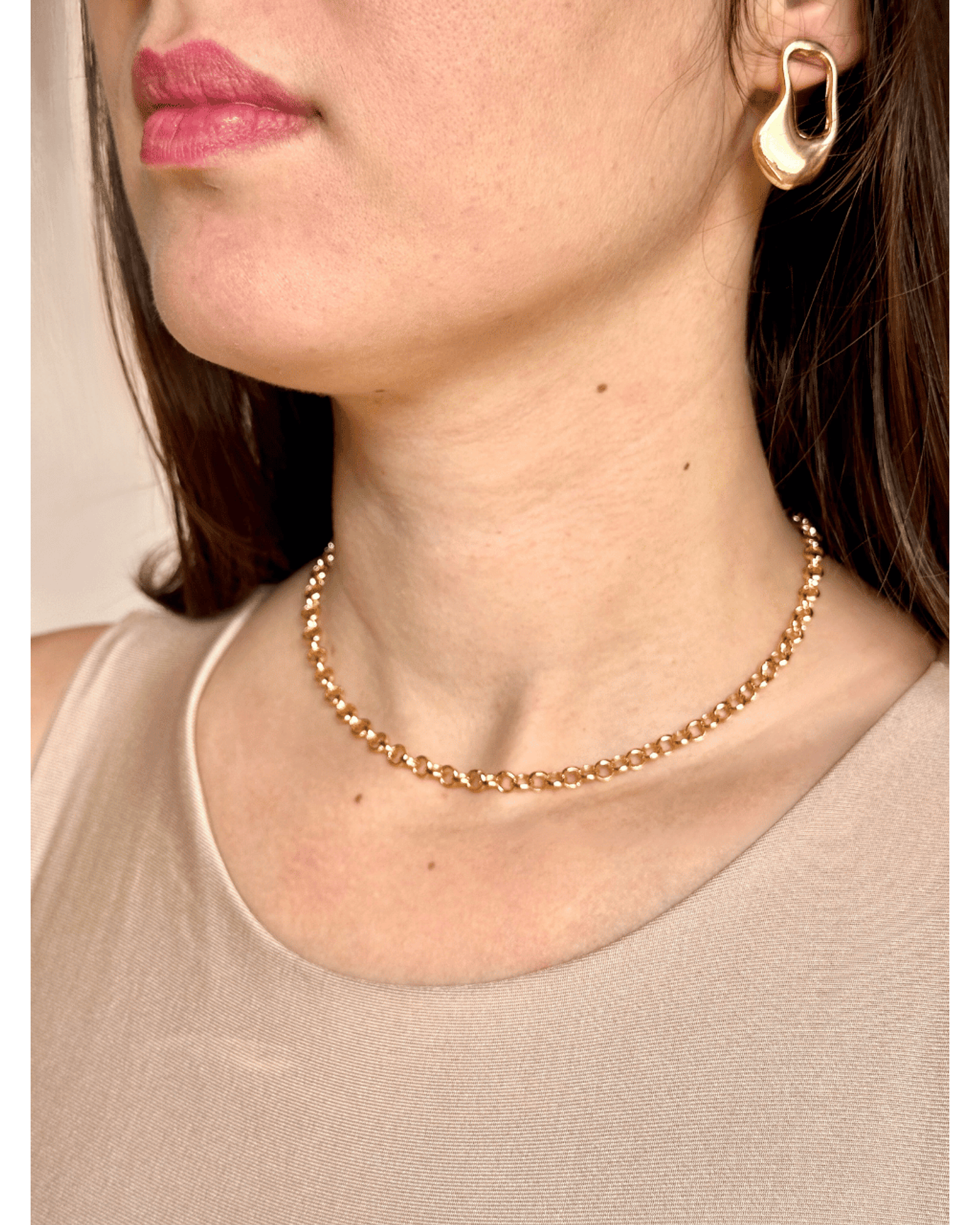 Colar Choker Elo Português folheado em ouro 18k