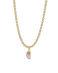 Colar Choker Elo Português Quartzo Rosa Ouro Semijoia