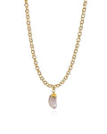 Colar Choker Elo Português Quartzo Rosa Ouro Semijoia
