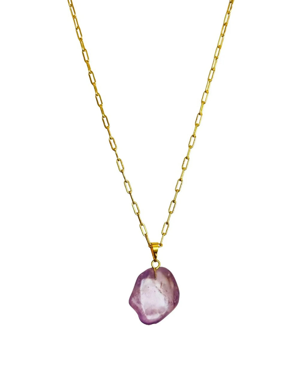 Colar Choker Elo Retangular Ametista Ouro Semijoia