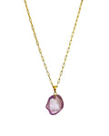 Colar Choker Elo Retangular Ametista Ouro Semijoia