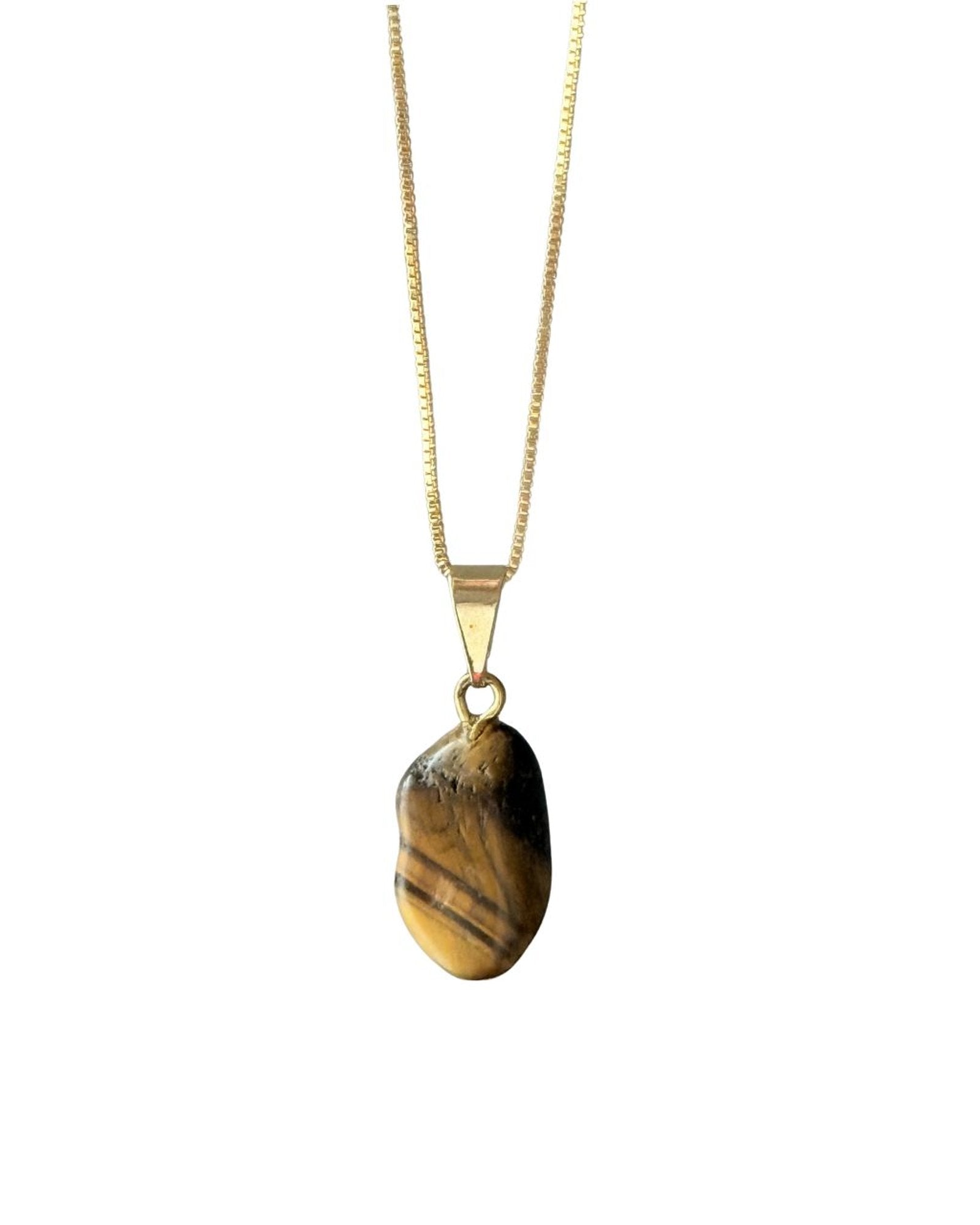 Colar Minimalista Olho de Tigre Ouro Semijoia