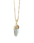 Colar Minimalista Ponta de Cristal folheado a Ouro