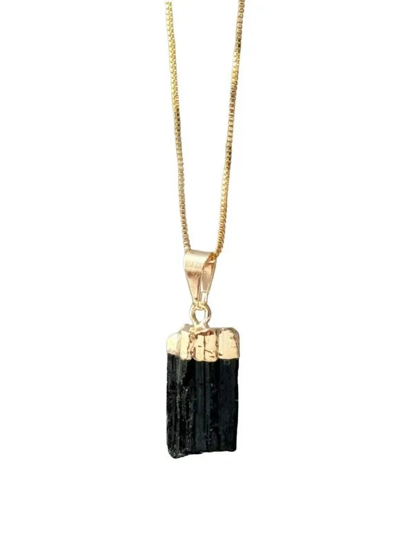 Colar Minimalista Turmalina Negra folheado a Ouro