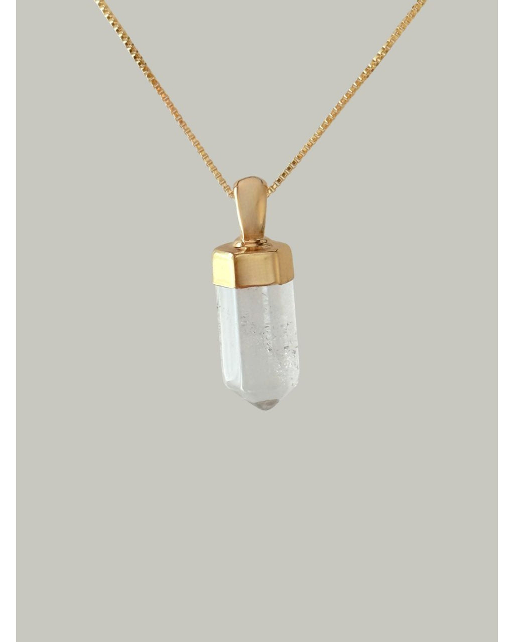 Colar Ponta de Cristal folheado a Ouro