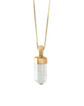 Colar Ponta de Cristal folheado a Ouro