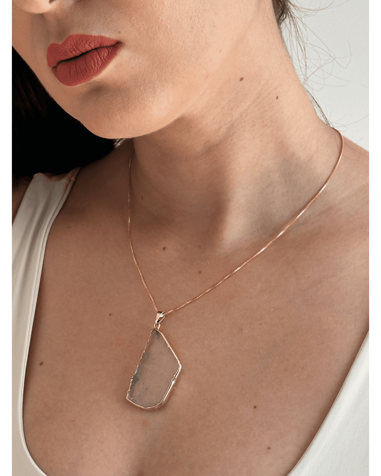 Colar Corrente Slice Cristal de Rocha ouro semijoia