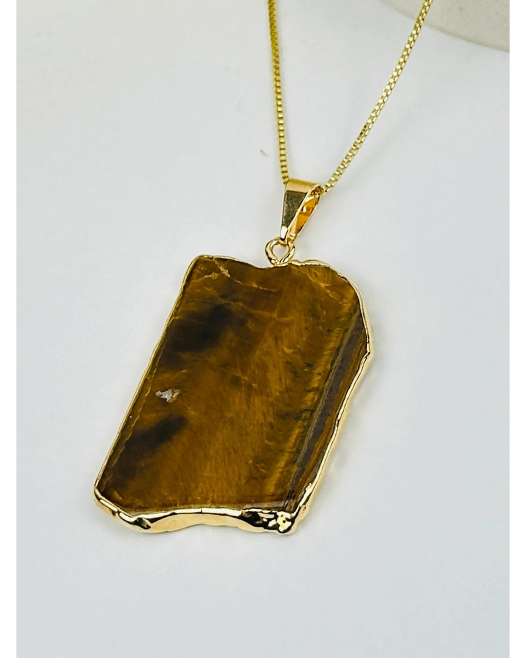 Colar Corrente Slice Olho de Tigre Ouro Semijoia