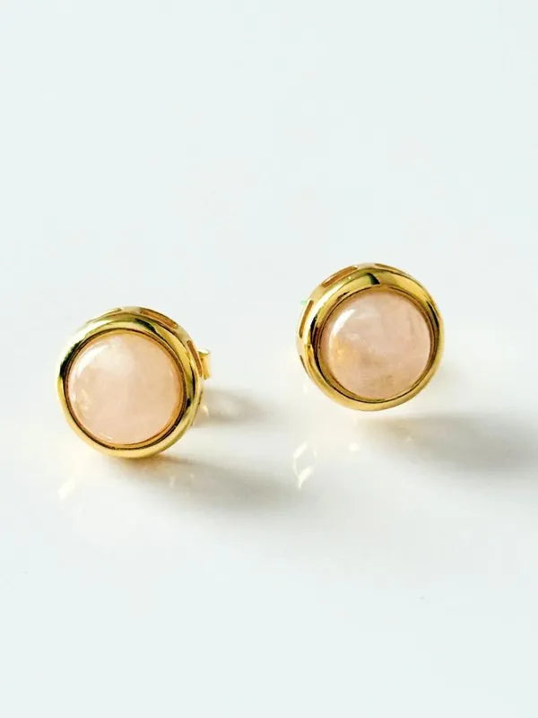 Conjunto Colar e Brinco Duo Quartzo Rosa Ouro Semijoia