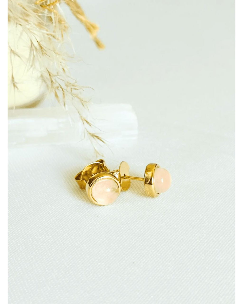 Conjunto Brinco e Colar Duplo QUARTZO ROSA Ouro Semijoia