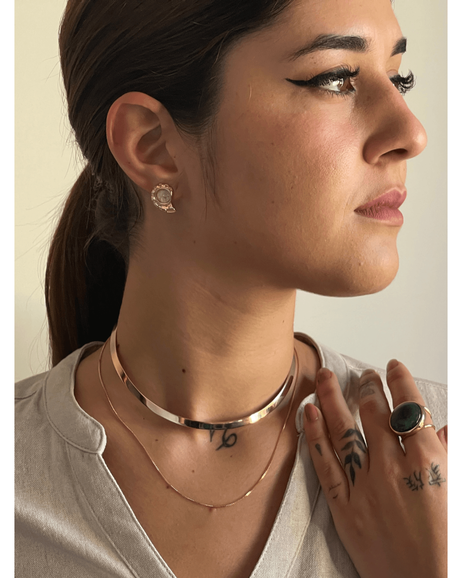 Colar Choker Aro Liso - ouro semijoia