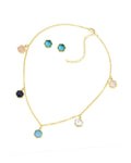 Conjunto Colar Choker e Brinco Mix de Pedras Ouro Semijoia