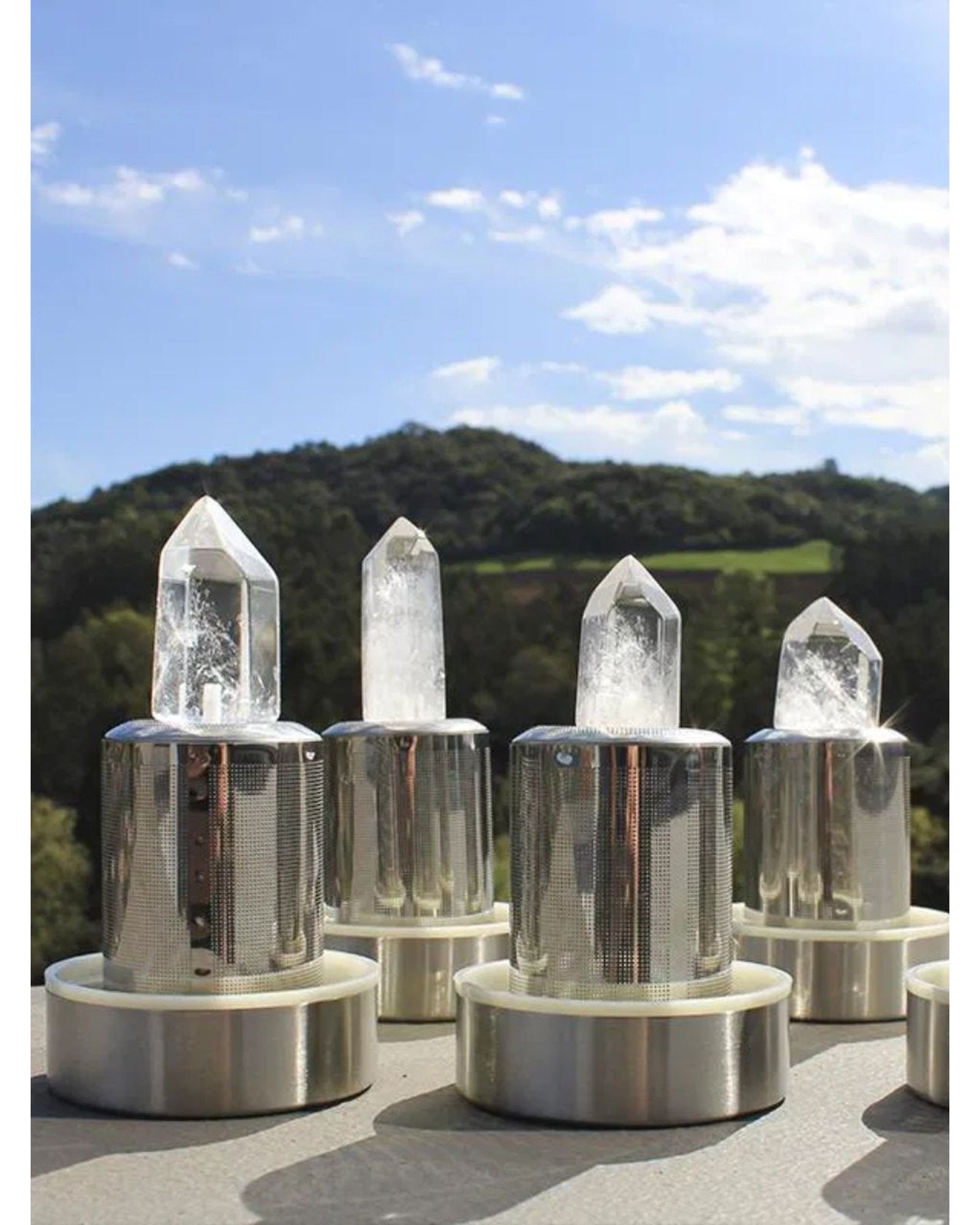 Garrafa de Vidro Ponta de CRISTAL DE ROCHA Boas Vibrações