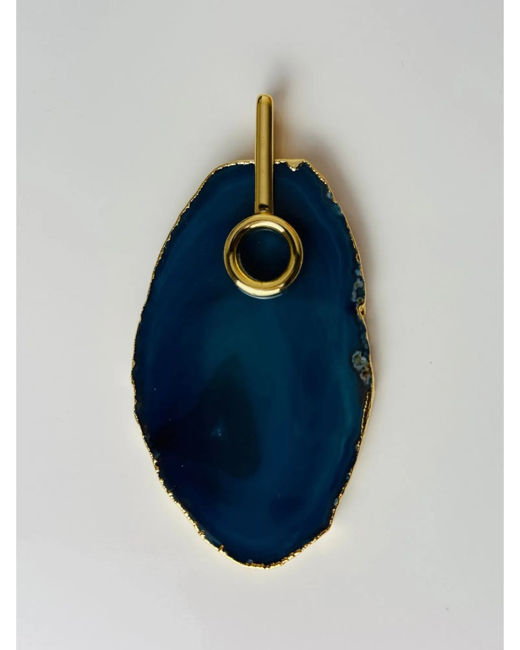 Pingente Ágata Azul com detalhe dourado Ouro Semijoia